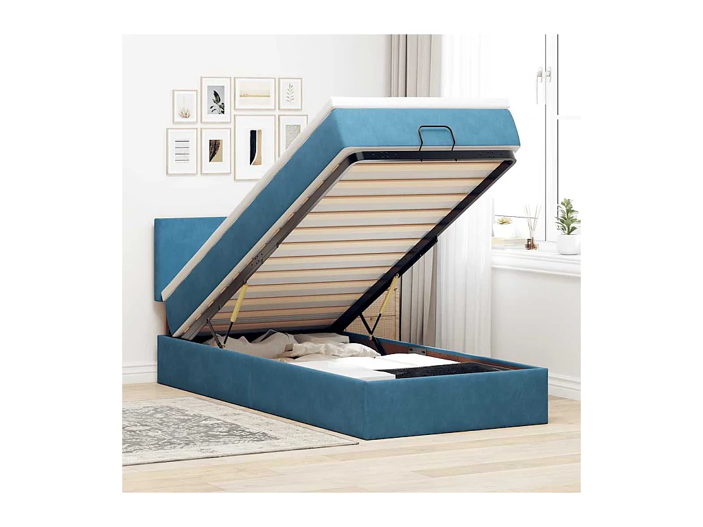 Struttura Letto Pouf con Materasso 90x190 cm in Velluto