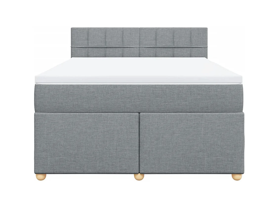 Boxspringbett mit Matratze Hellgrau 140x190 cm Stoff