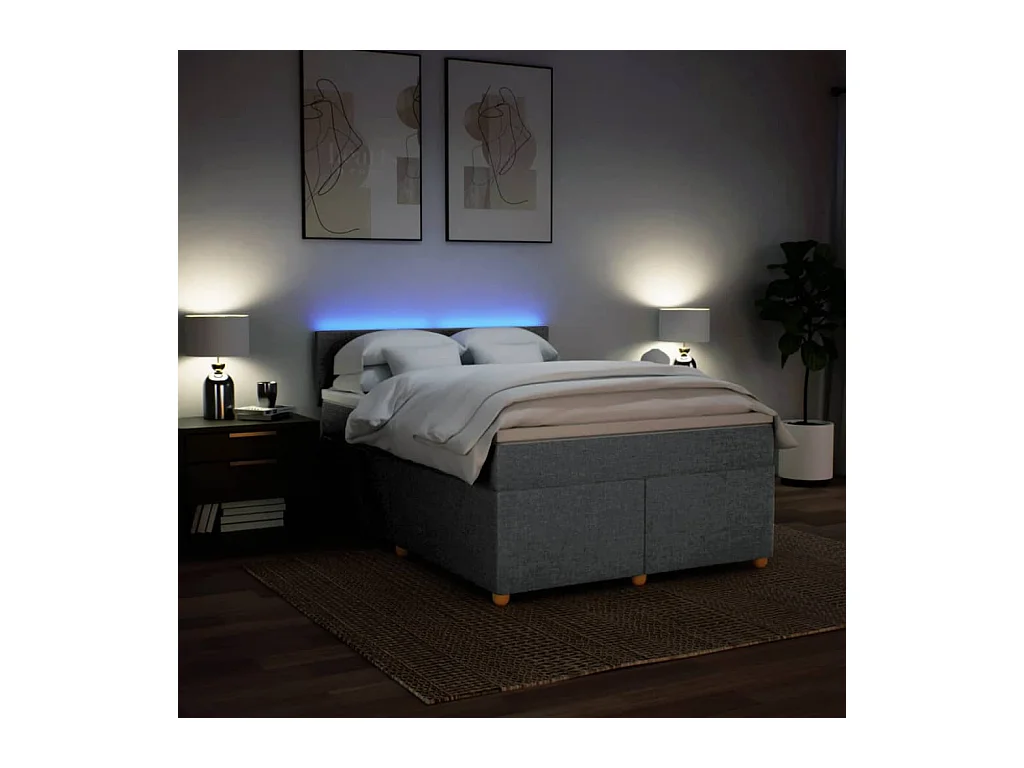 Boxspringbett mit Matratze Hellgrau 140x190 cm Stoff