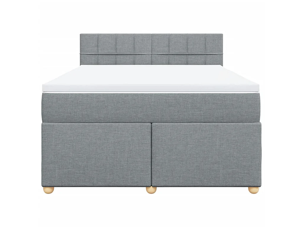 Cama box spring con colchón tela gris claro 140x190 cm