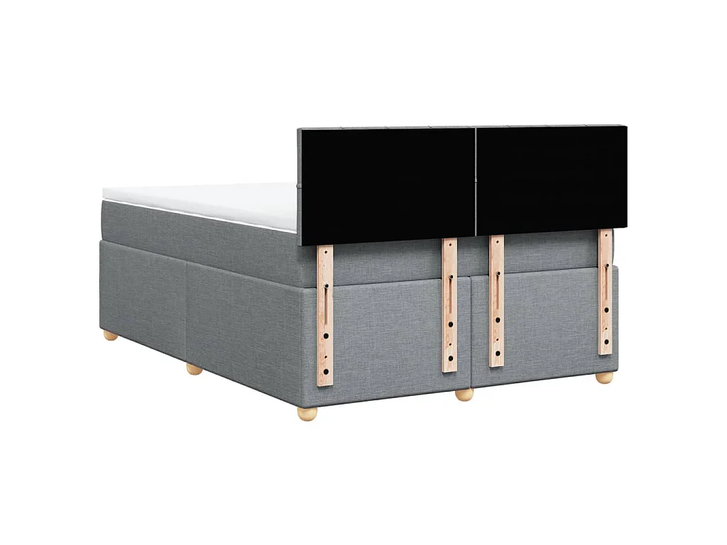 Cama box spring con colchón tela gris claro 140x190 cm