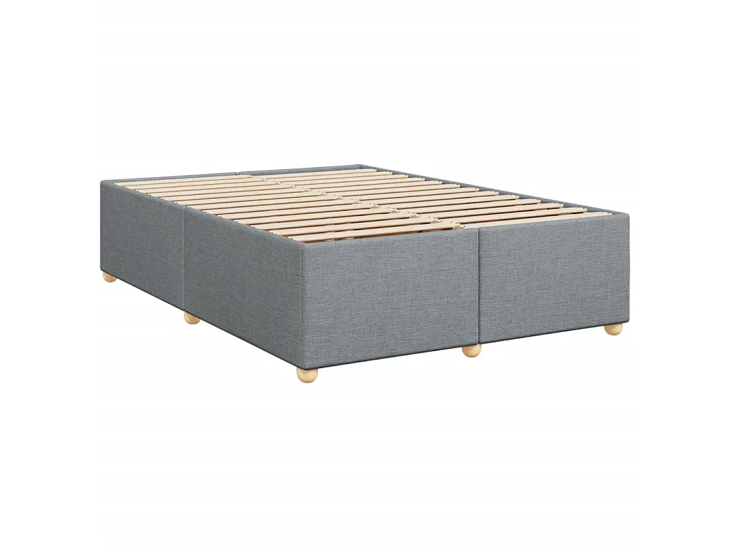 Cama box spring con colchón tela gris claro 140x190 cm