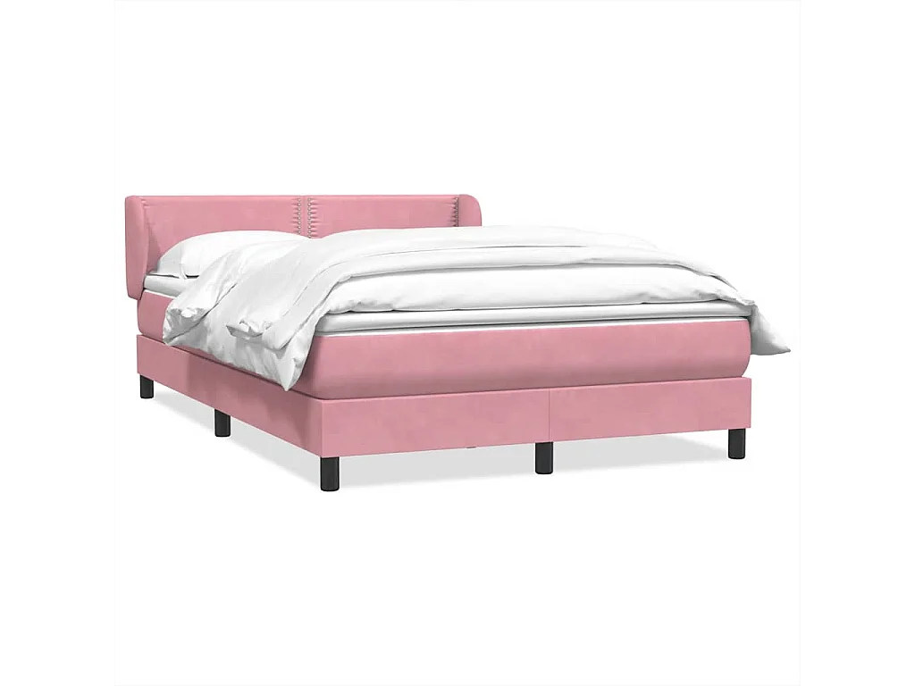 Boxspring met matras fluweel roze 160x220 cm