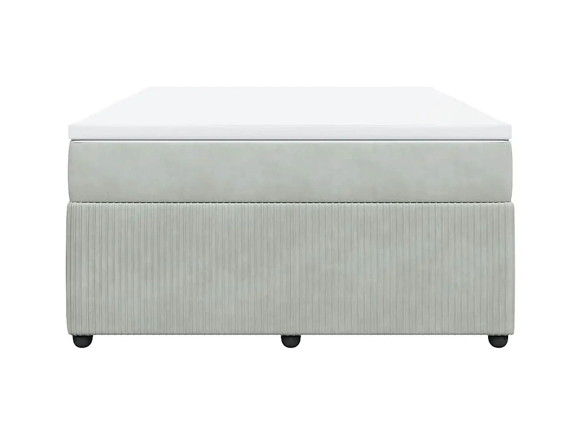 Giroletto a Molle con Materasso Grigio Chiaro 140x190cm Velluto