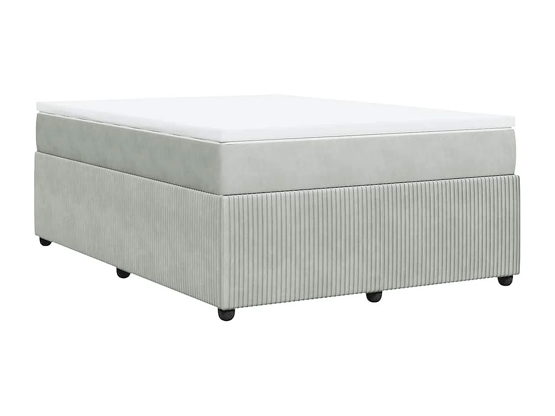 Giroletto a Molle con Materasso Grigio Chiaro 140x190cm Velluto