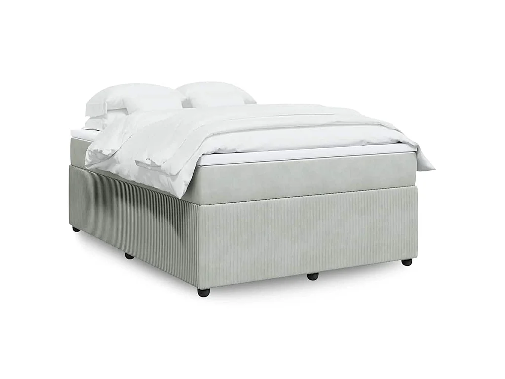 Sommier à lattes de lit et matelas Gris clair 140x190cm Velours