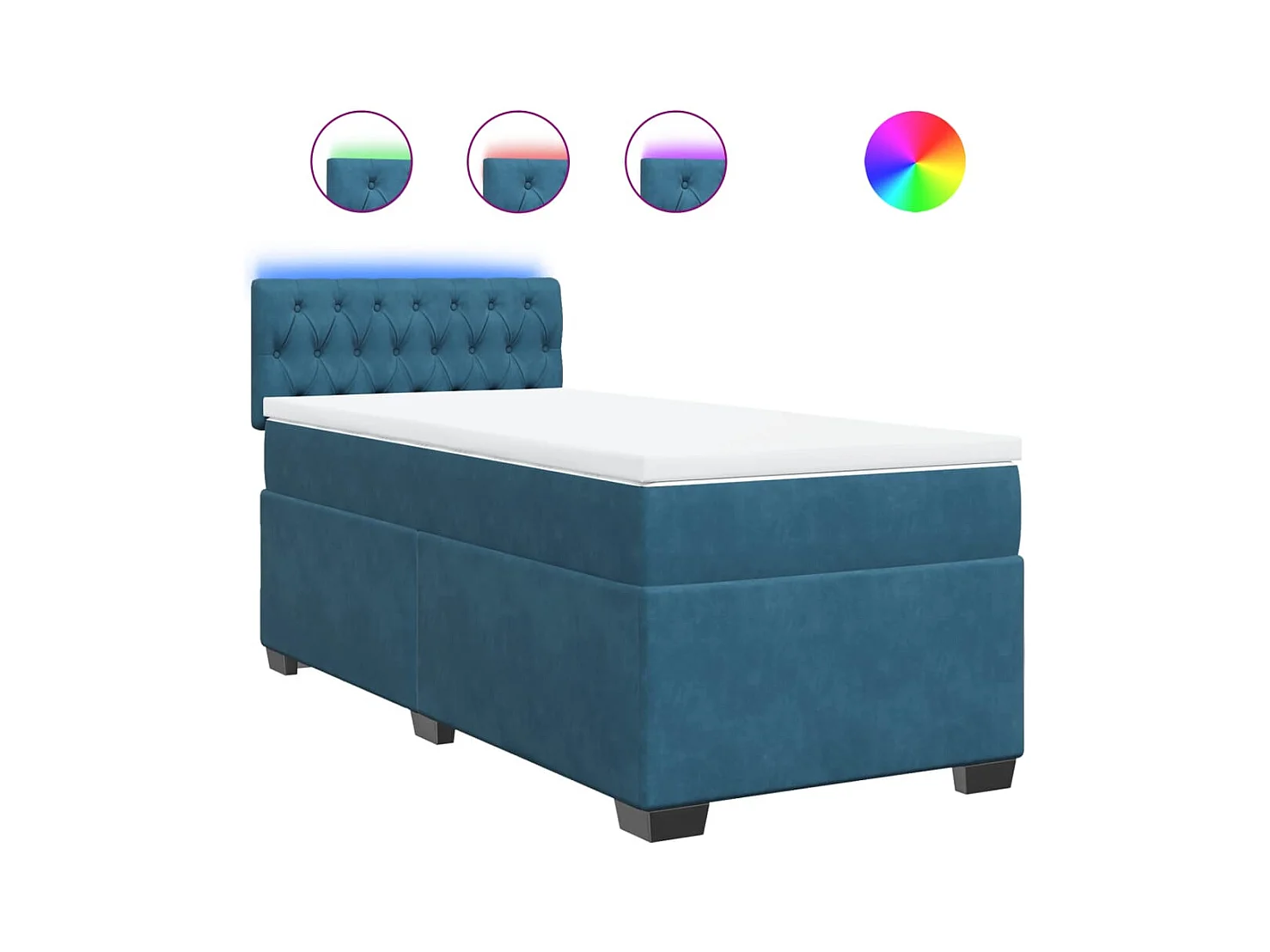 Sommier à lattes de lit avec matelas bleu 90x200 cm velours