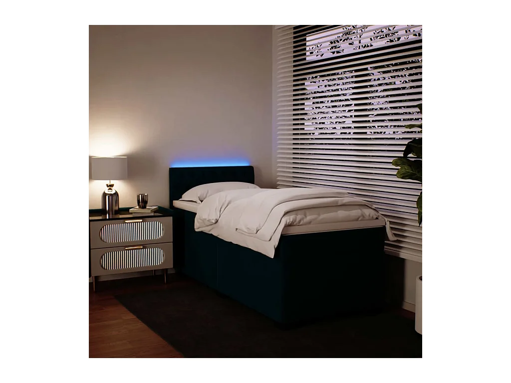 Sommier à lattes de lit avec matelas bleu 90x200 cm velours