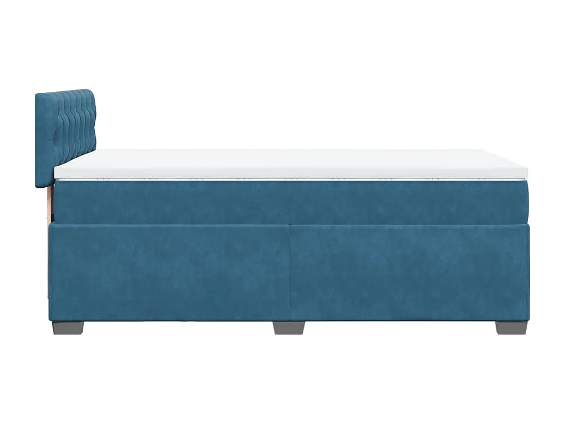 Cama box spring con colchón terciopelo azul 90x200 cm
