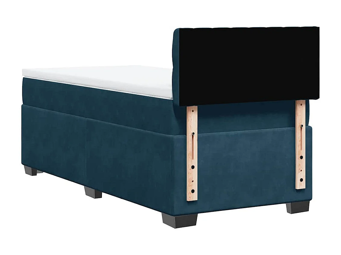 Cama box spring con colchón terciopelo azul 90x200 cm