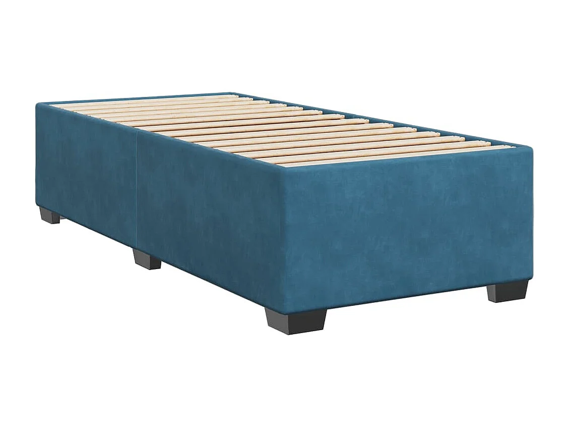 Cama box spring con colchón terciopelo azul 90x200 cm