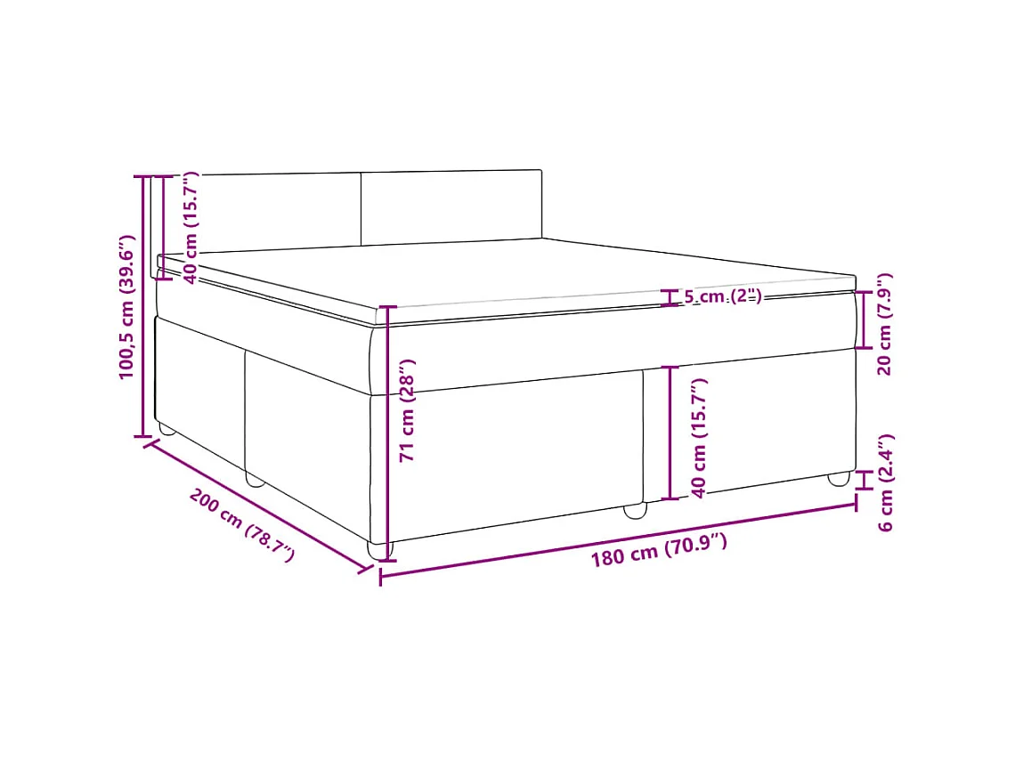 Boxspring met matras stof taupe 180x200 cm