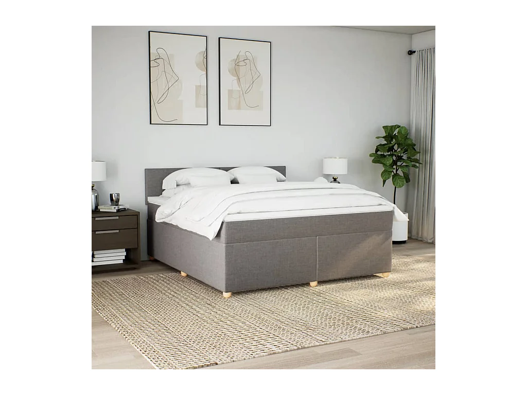 Boxspring met matras stof taupe 180x200 cm