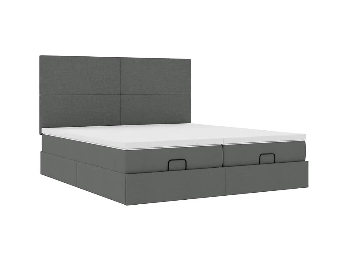 Cadre de lit ottoman avec matelas gris foncé 180x200cm tissu