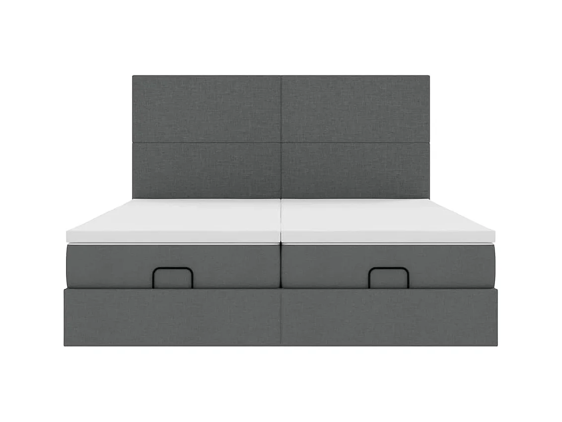 Cadre de lit ottoman avec matelas gris foncé 180x200cm tissu