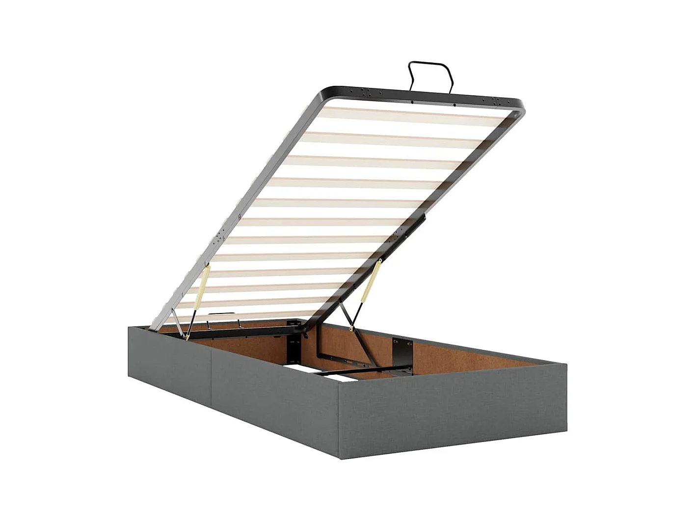 Cadre de lit ottoman avec matelas gris foncé 180x200cm tissu