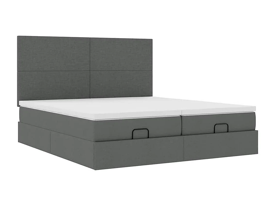 Cadre de lit ottoman avec matelas gris foncé 180x200cm tissu
