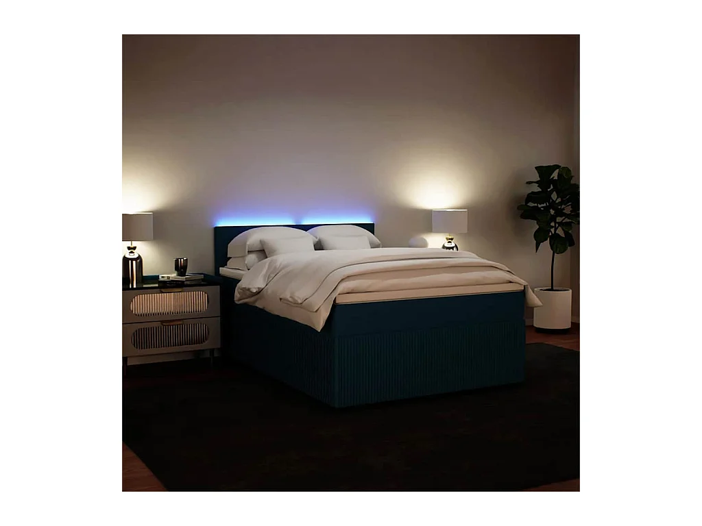 Boxspring met matras fluweel blauw 140x200 cm