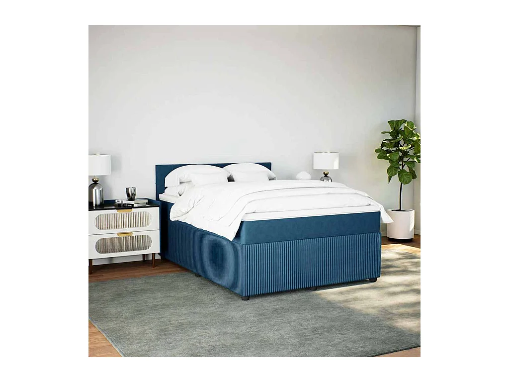 Boxspring met matras fluweel blauw 140x200 cm