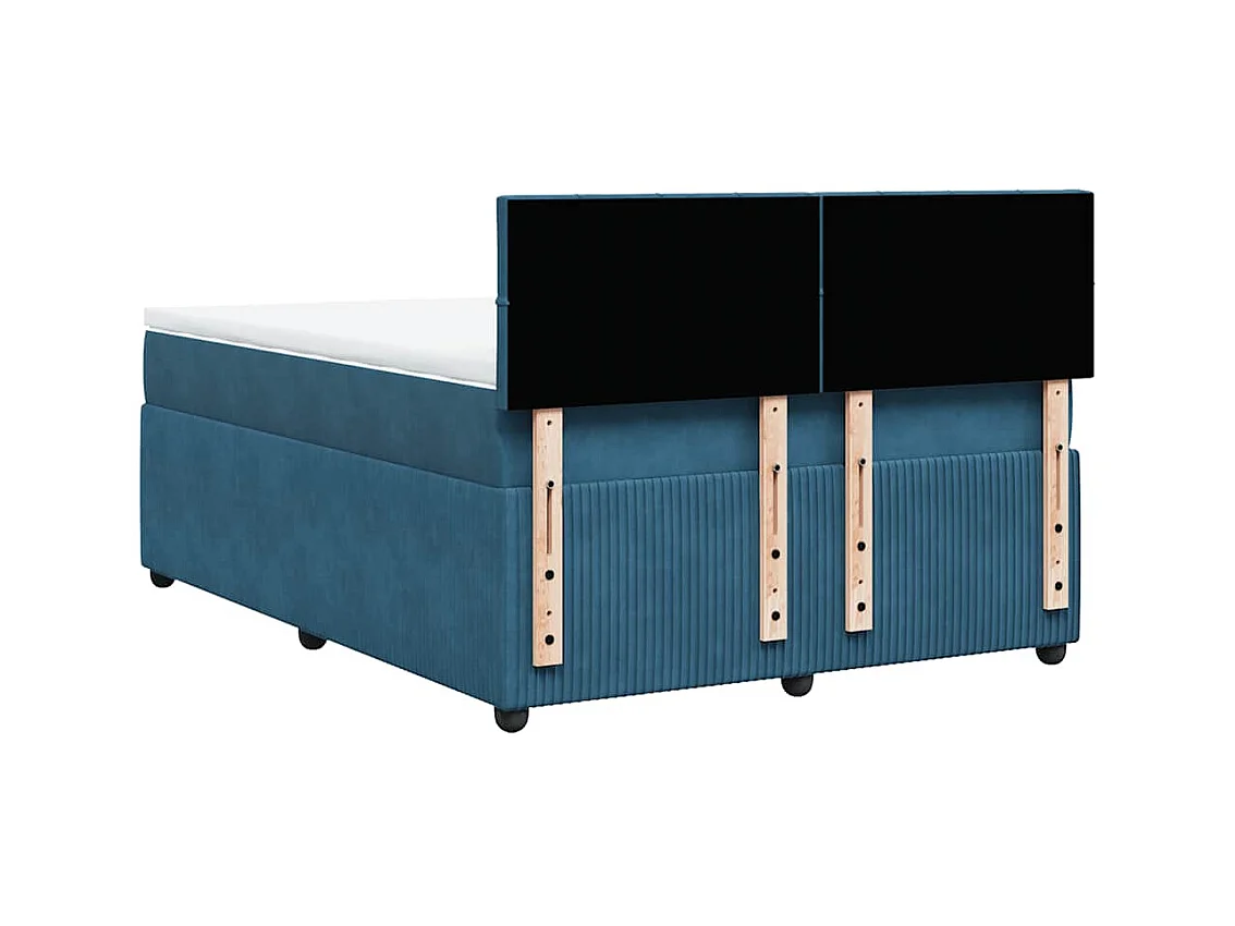 Boxspring met matras fluweel blauw 140x200 cm