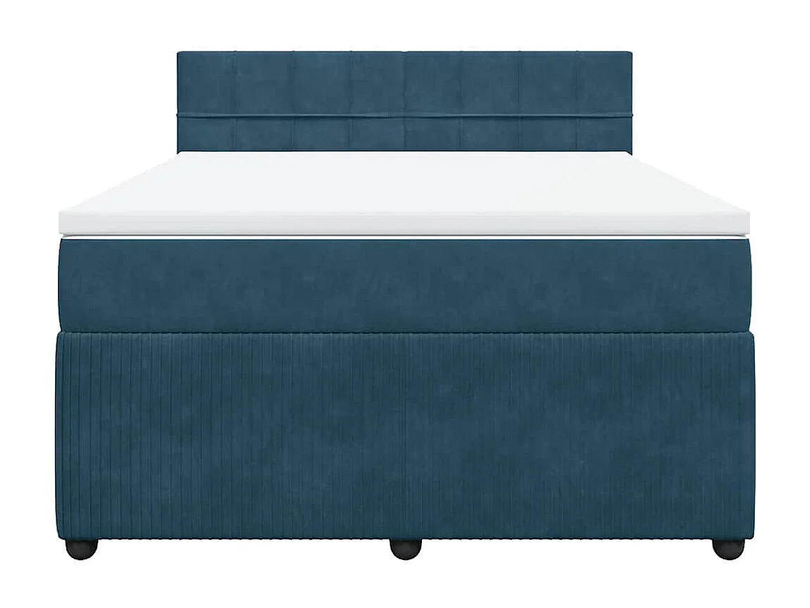 Giroletto a Molle con Materasso Blu 140x200 cm in Velluto