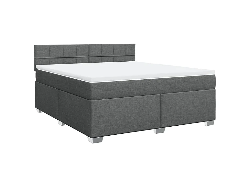 Cama box spring con colchón tela gris oscuro 180x200 cm