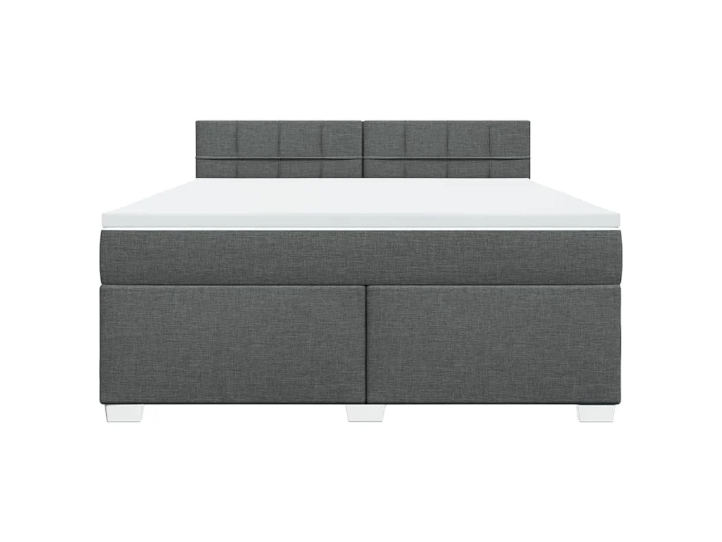 Cama box spring con colchón tela gris oscuro 180x200 cm