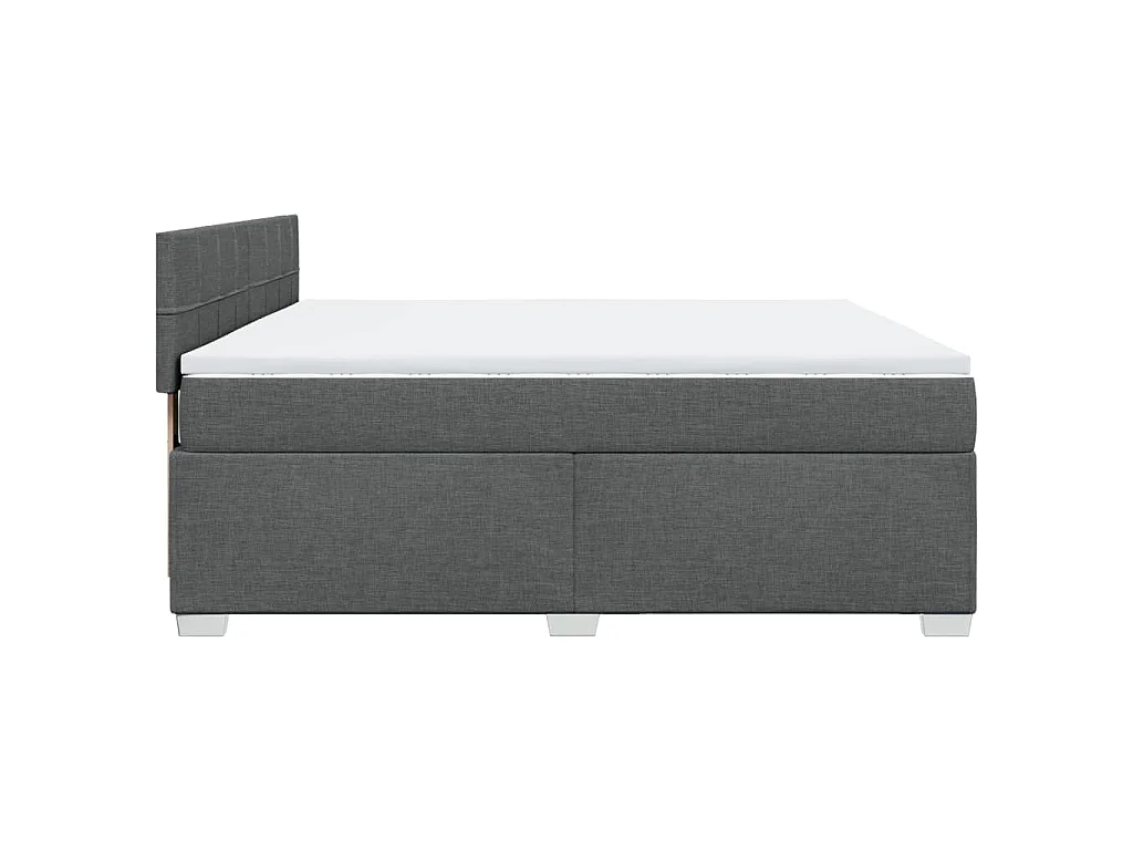 Cama box spring con colchón tela gris oscuro 180x200 cm