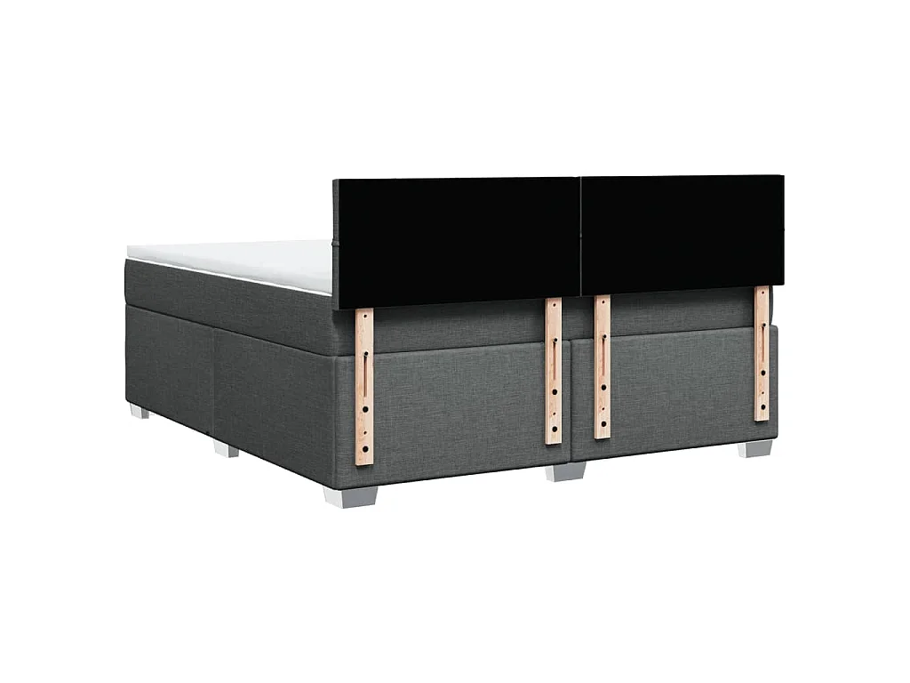 Cama box spring con colchón tela gris oscuro 180x200 cm