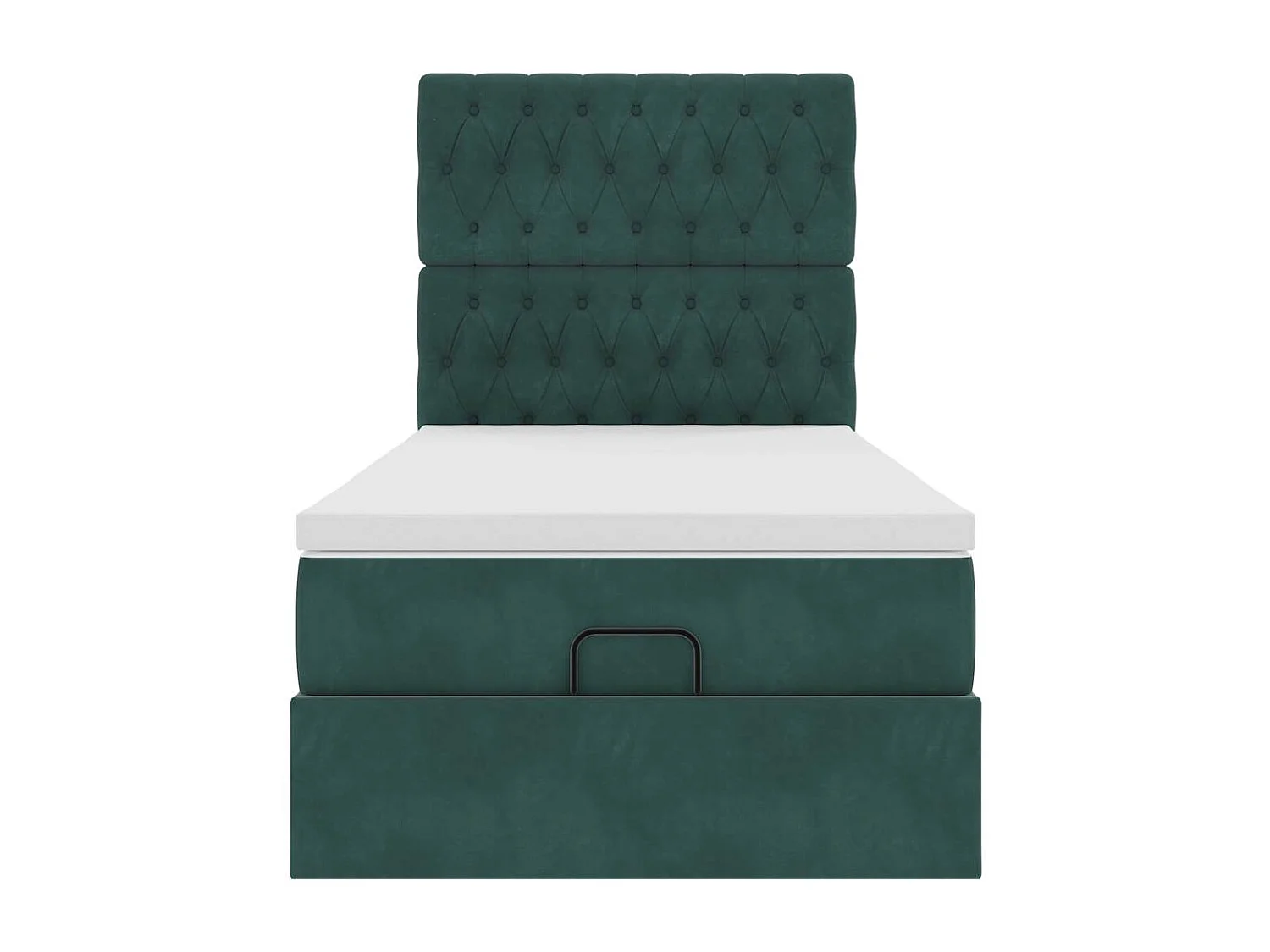 Ottoman-Bett mit Matratzen & LEDs Dunkelgrün 90x200 cm Samt