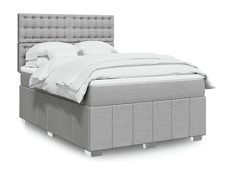 Boxspring met matras stof lichtgrijs 140x200 cm