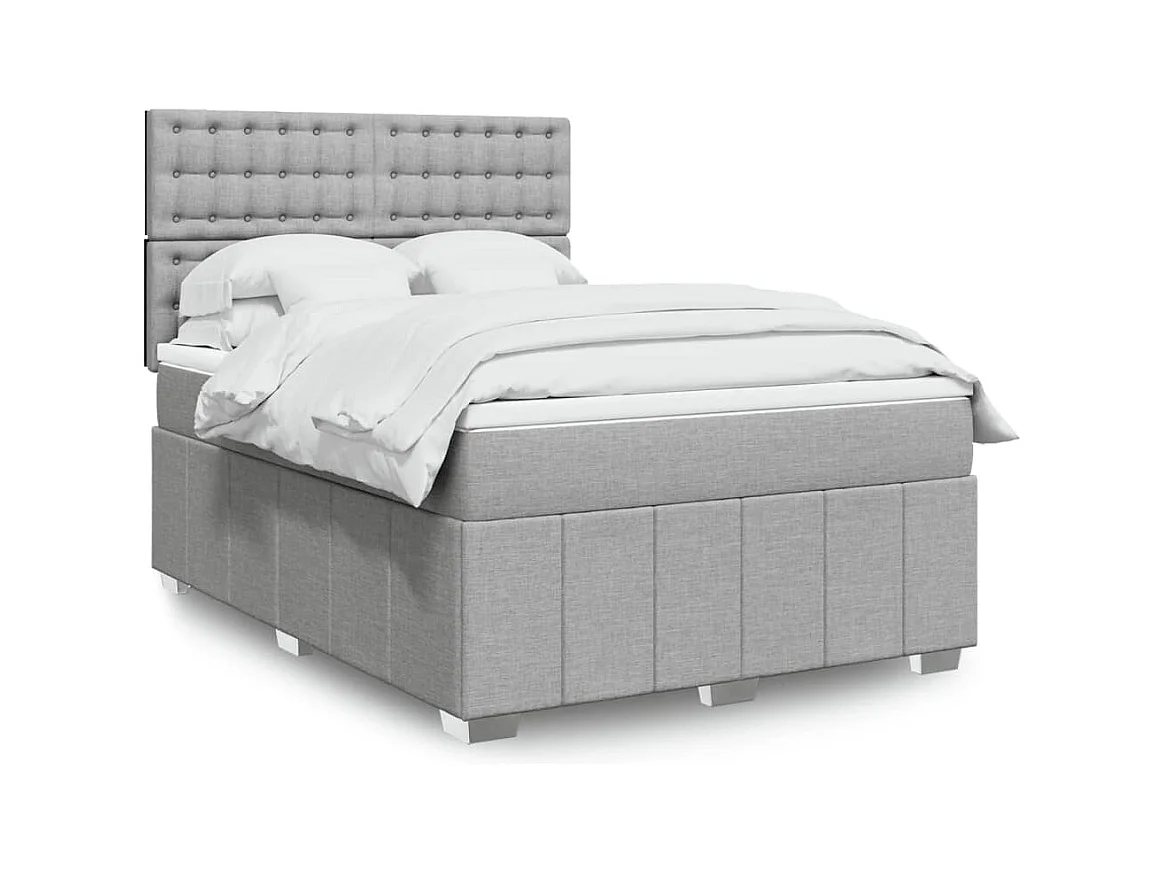 Sommier à lattes de lit avec matelas Gris clair 140x200cm Tissu