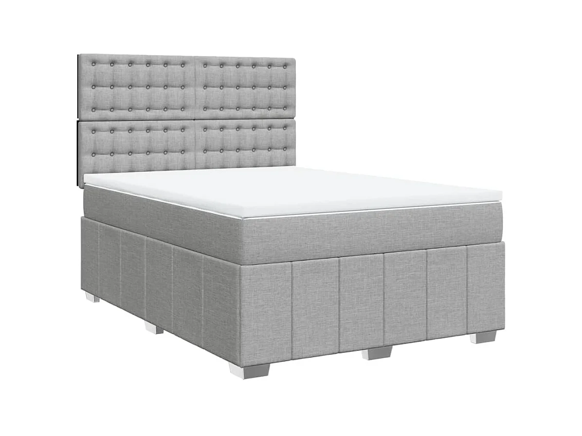 Sommier à lattes de lit avec matelas Gris clair 140x200cm Tissu