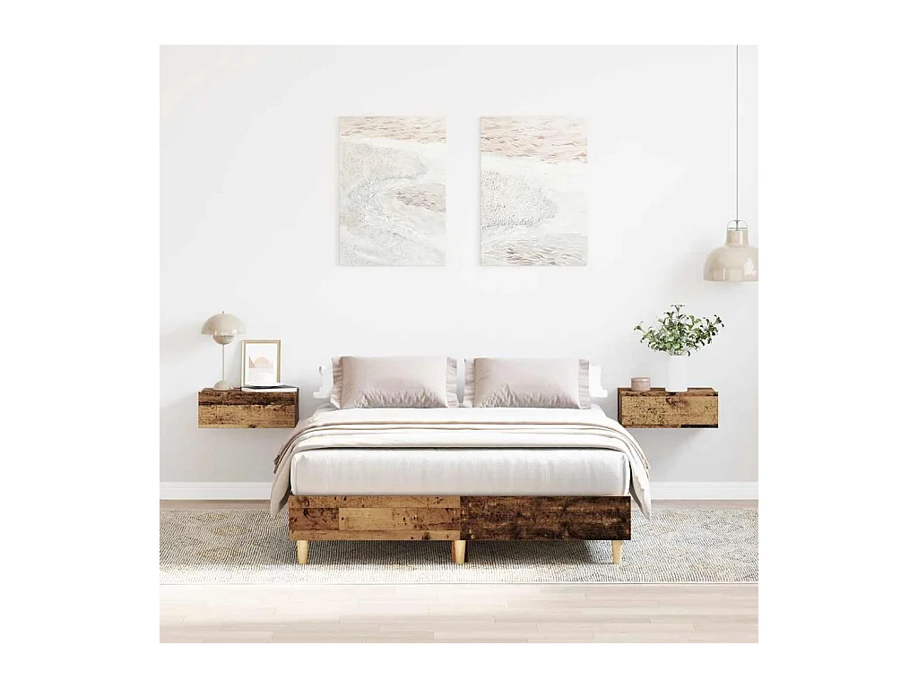 Cadre de lit sans matelas vieux bois 140x190 cm bois ingénierie