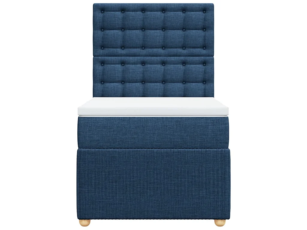 Cama box spring con colchón tela azul 100x200 cm