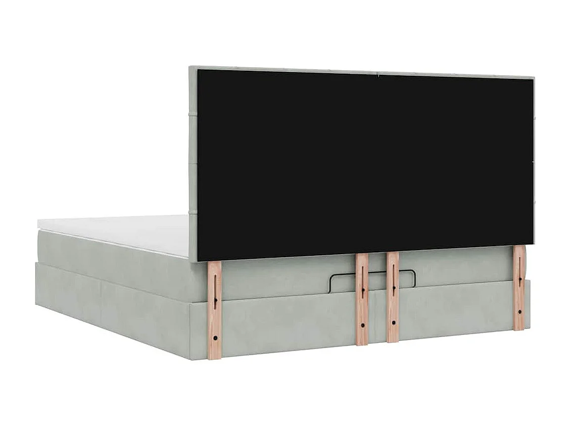 Ottoman bed met matrassen en LED's 160x200cm fluweel lichtgrijs