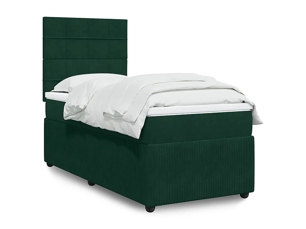 Sommier à lattes de lit avec matelas Vert foncé 90x190 cm