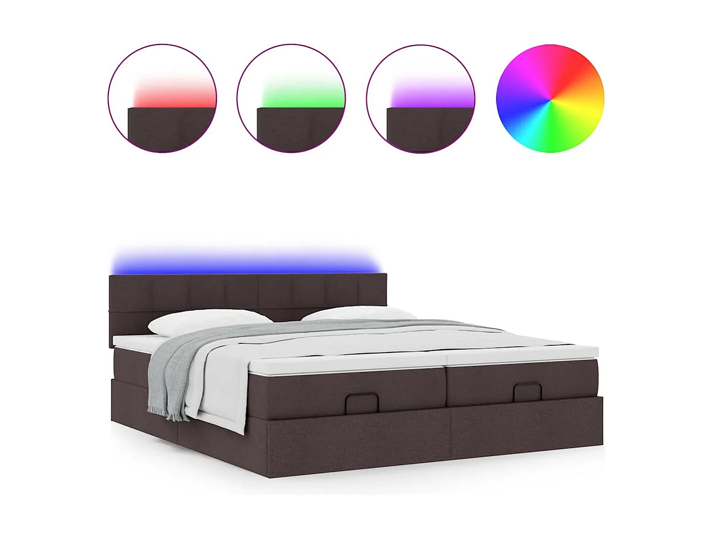 Ottoman bed met matrassen en LED's 180x200cm stof donkerbruin