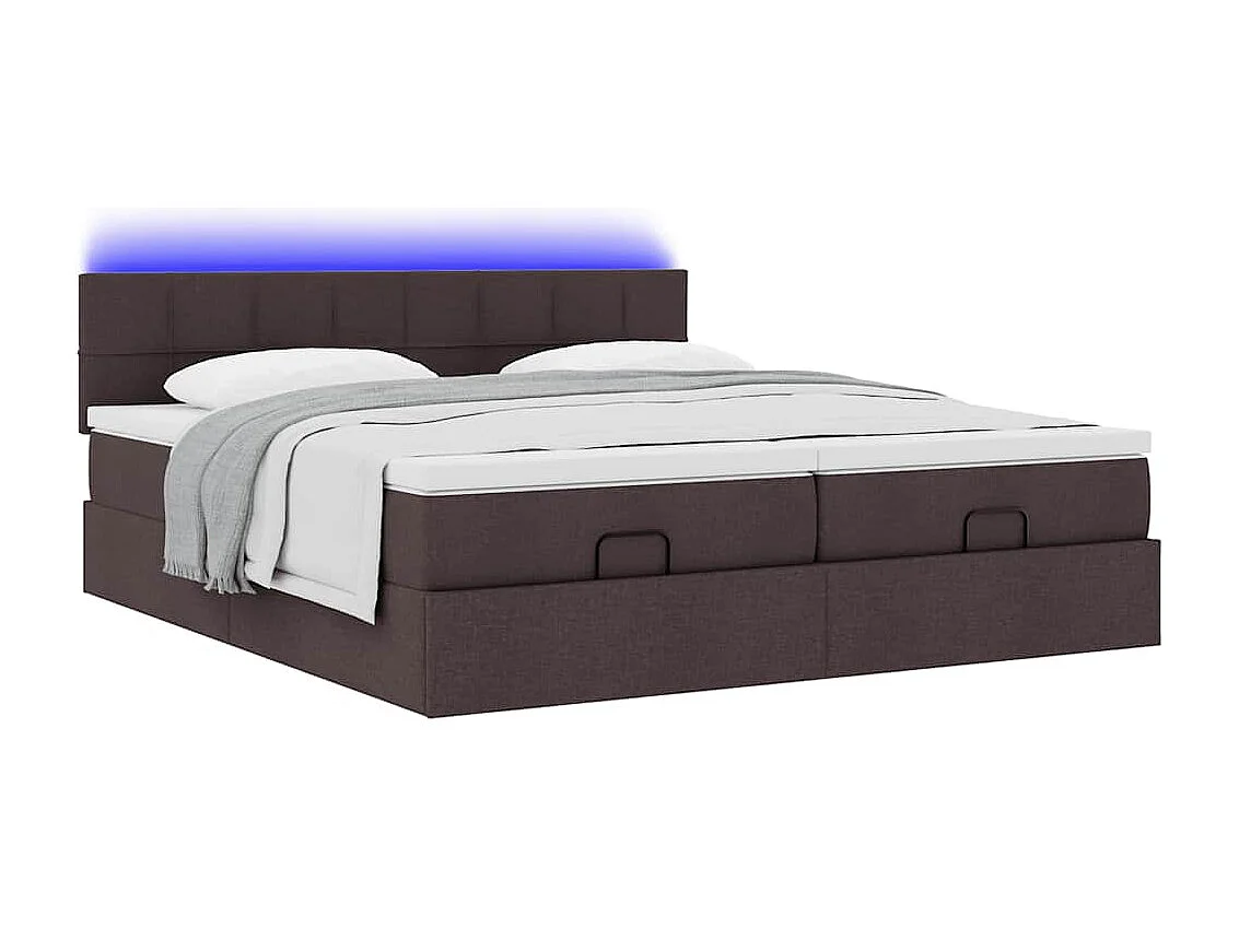 Ottoman bed met matrassen en LED's 180x200cm stof donkerbruin