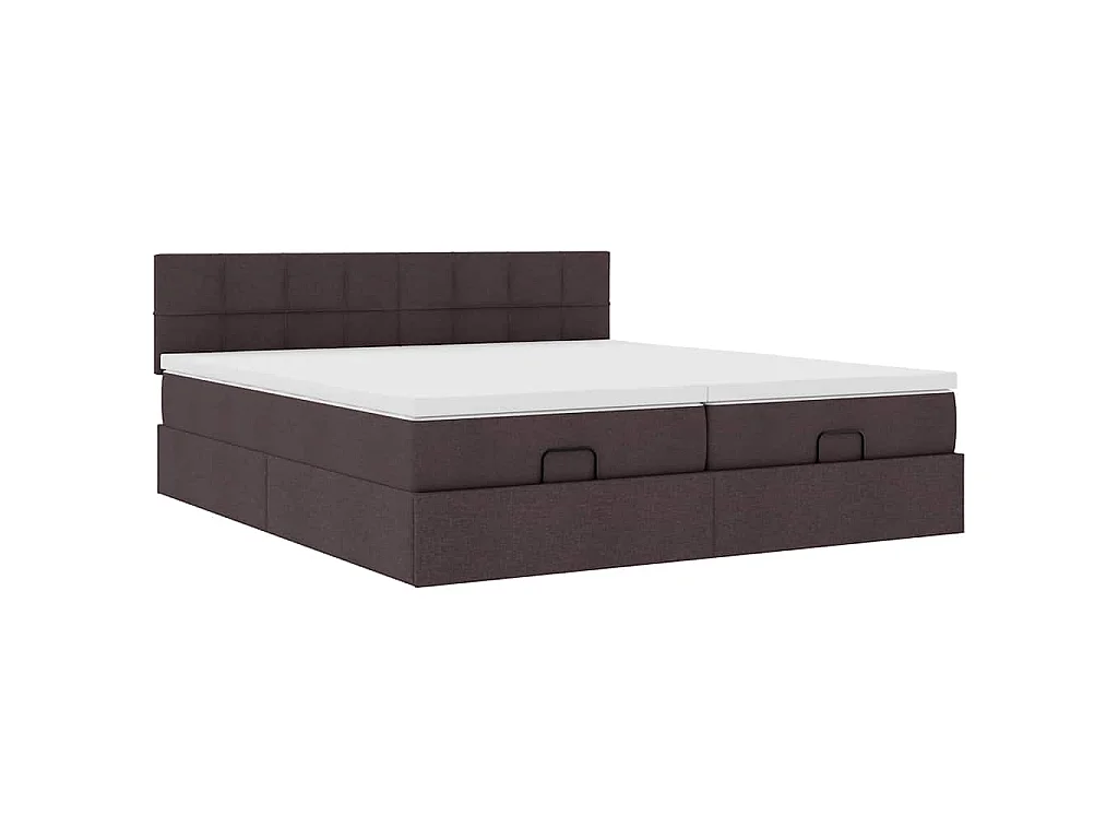 Ottoman bed met matrassen en LED's 180x200cm stof donkerbruin