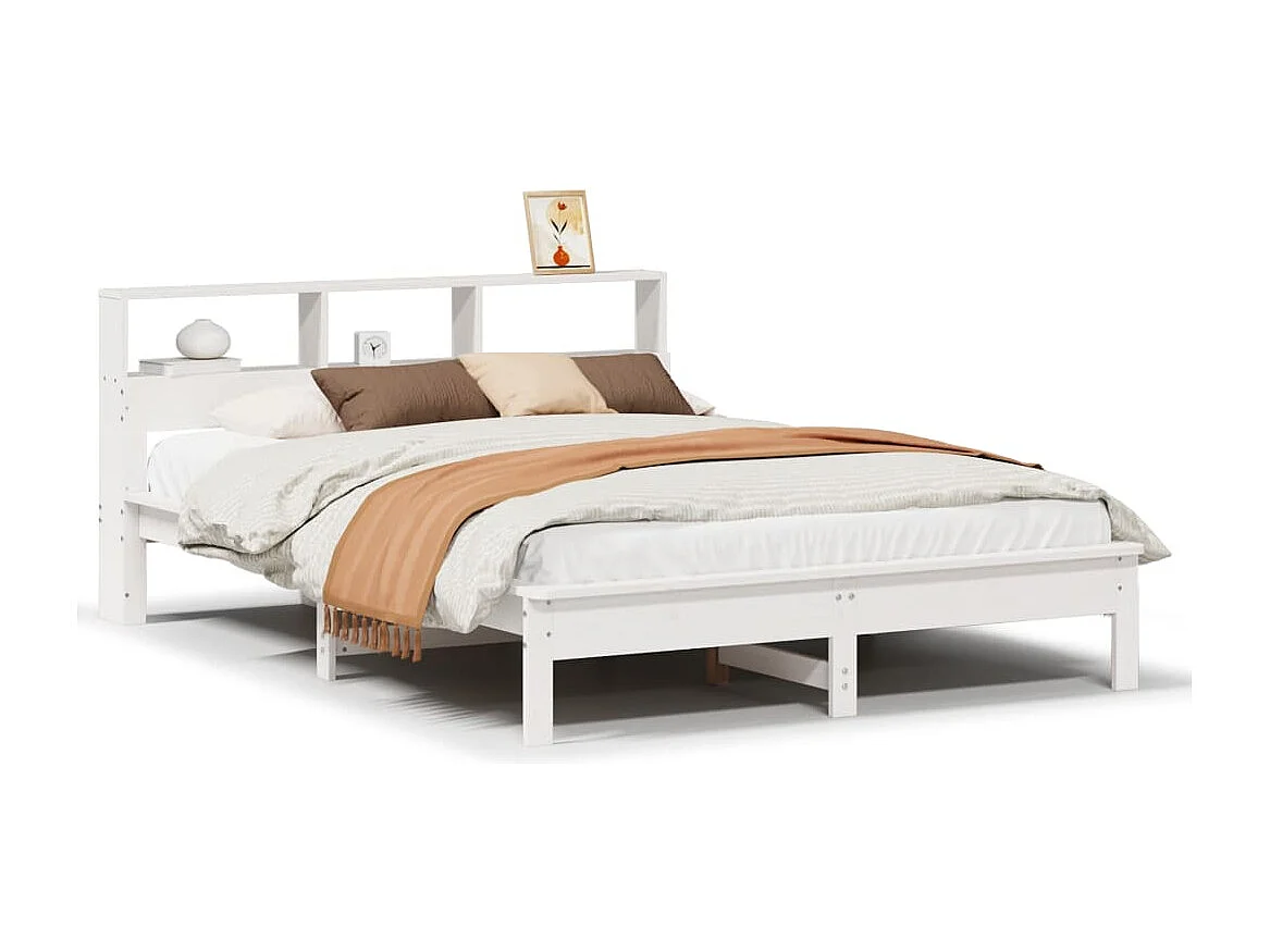 Bedframe zonder matras massief grenenhout wit 140x200 cm