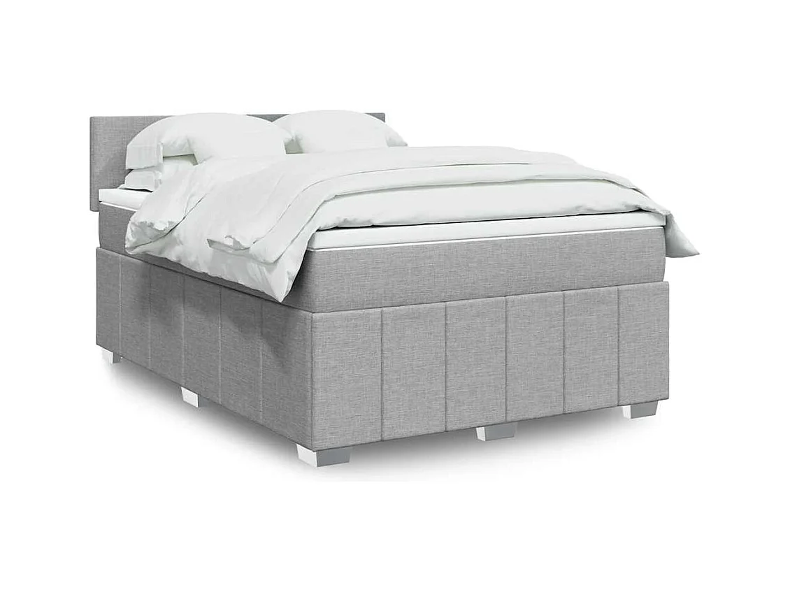 Boxspringbett mit Matratze Hellgrau 140x200 cm Stoff