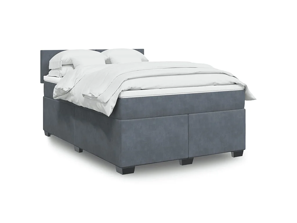 Sommier à lattes de lit et matelas Gris foncé 160x200cm Velours