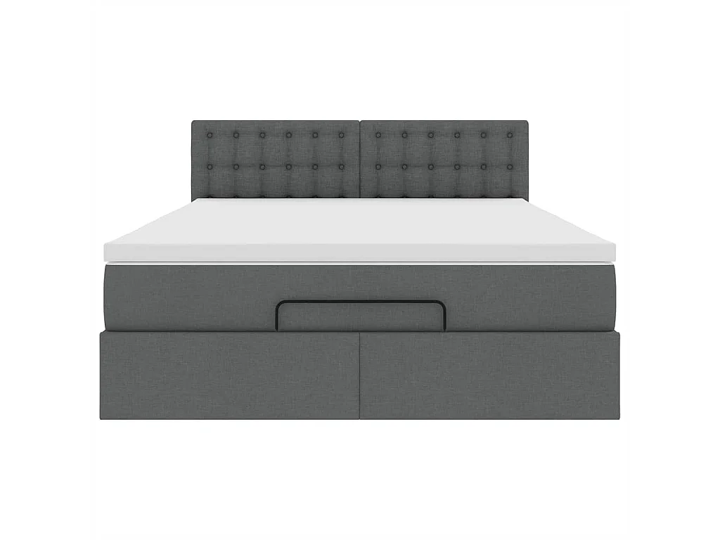 Lit ottoman avec matelas gris foncé 140x190 cm tissu