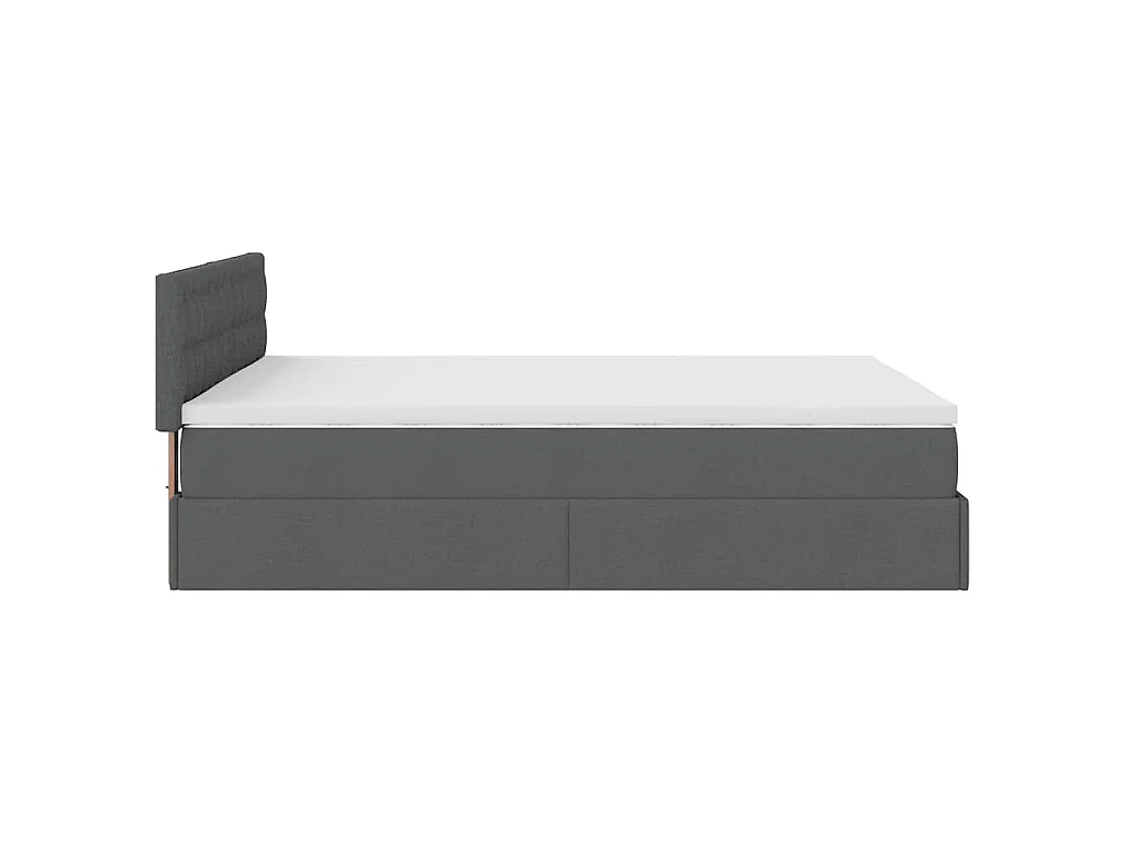 Lit ottoman avec matelas gris foncé 140x190 cm tissu