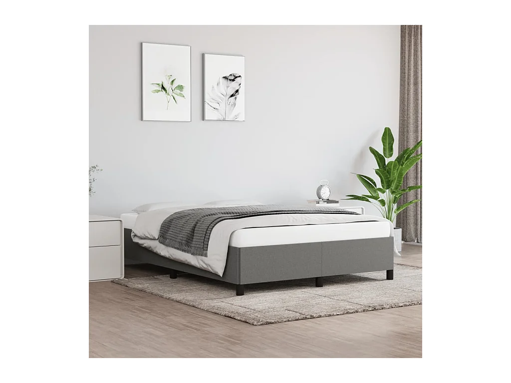 Cadre de lit sans matelas gris foncé 140x200 cm tissu