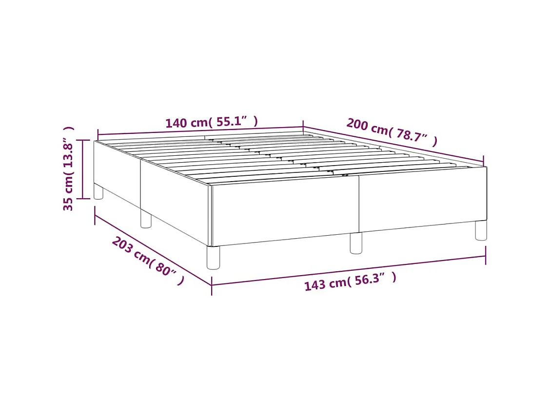Cadre de lit sans matelas gris foncé 140x200 cm tissu