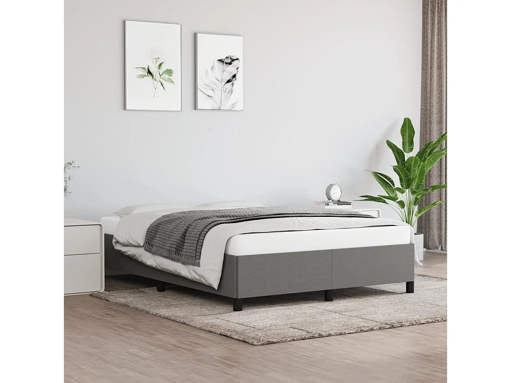 Cadre de lit sans matelas gris foncé 140x200 cm tissu