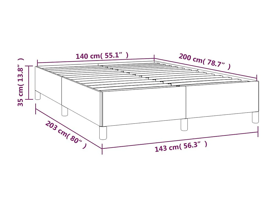 Cadre de lit sans matelas gris foncé 140x200 cm tissu