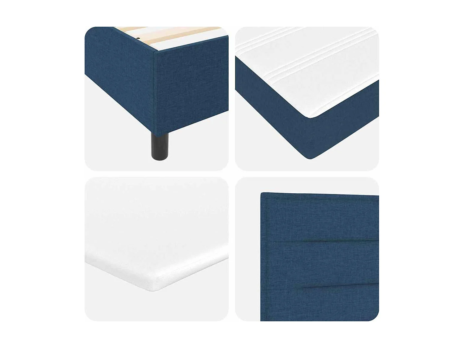 Letto a molle con materasso Blu 180 x 200 cm Tessuto